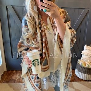 Native Print Boho Cardigan Scarf 🧣